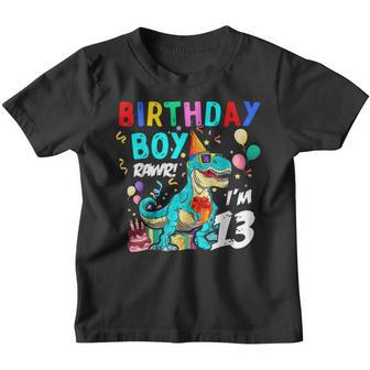 13 Year Old 13Th Birthday Boy T Rex Dinosaur V2 Youth T-shirt - Thegiftio UK
