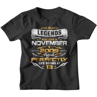 13Th Birthday Gifts Legends Born In November 2009 13 Yrs Old Youth T-shirt - Thegiftio UK