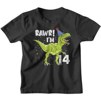 14 Year Old Dinosaur Birthday 14Th T Rex Dinosaur Youth T-shirt - Thegiftio UK