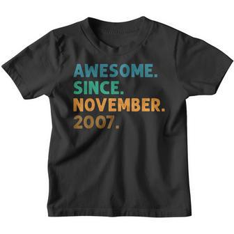 15 Years Old Awesome Since November 2007 15Th Birthday Gifts Youth T-shirt - Thegiftio UK