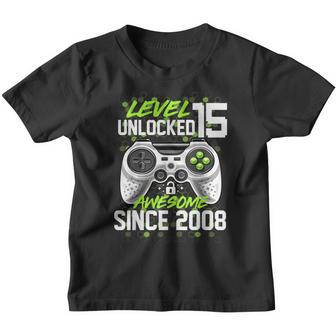15Th Birthday Boy Level 15 Unlocked Awesome Since 2008 Gifts Youth T-shirt - Thegiftio UK