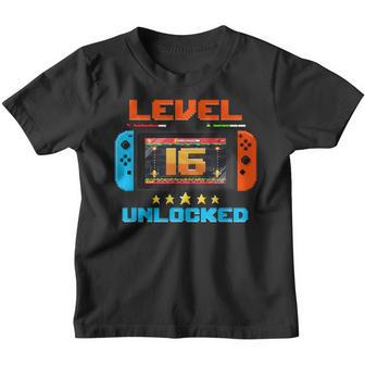 16 Year Old Level 16 Unlocked 16Th Birthday Boy Video Games Youth T-shirt - Thegiftio UK