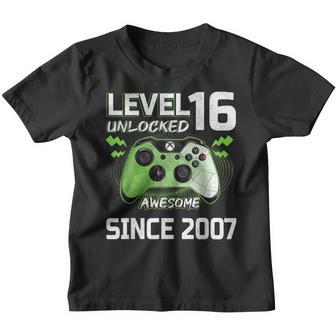16Th Birthday Boy Level 16 Unlocked Awesome Since 2007 Gifts Youth T-shirt - Thegiftio UK