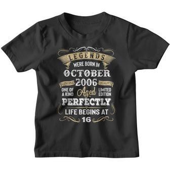 16Th Birthday Gifts Legends Born In October 2006 16 Yrs Old V2 Youth T-shirt - Thegiftio UK