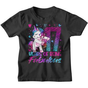 17Th Birthday 17 Year Old Girl Flossing Unicorn Party Youth T-shirt - Thegiftio UK