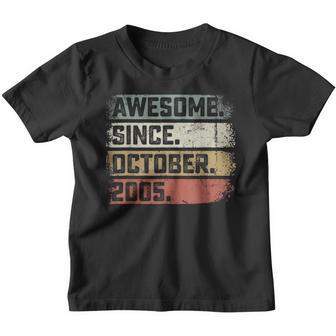 17Th Birthday Gifts Awesome Since October 2005 17 Years Old Youth T-shirt - Thegiftio UK