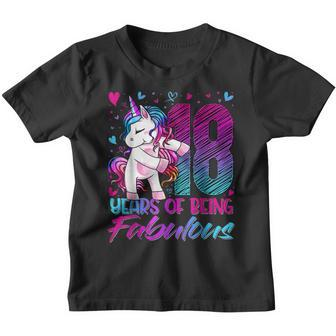 18Th Birthday 18 Year Old Girl Flossing Unicorn Party Youth T-shirt - Thegiftio UK