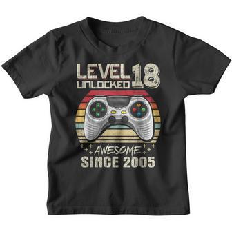 18Th Birthday Boy Level 18 Unlocked Awesome Since 2005 Gifts Youth T-shirt - Thegiftio UK
