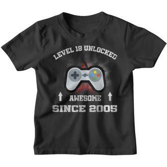 18Th Birthday Gift Level 18 Unlocked Awesome 2005 Video Game V2 Youth T-shirt - Thegiftio UK