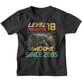 18Th Birthday Gift Level 18 Unlocked Awesome 2005 Video Game Youth T-shirt - Thegiftio UK