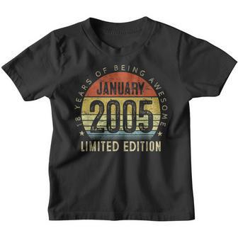 18Th Birthday Gift Vintage January 2005 18 Years Old Boy V2 Youth T-shirt - Thegiftio UK