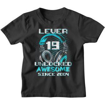 19 Years Old Level 19 Unlocked 2004 Video Game 19Th Birthday Youth T-shirt - Thegiftio UK