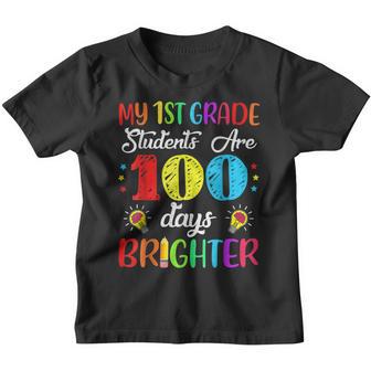 1St Grade Teacher 100 Days Brighter 100Th Day Of School Gift Youth T-shirt - Thegiftio UK