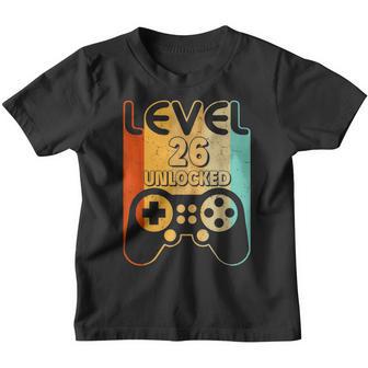 26Th Birthday Gifts Level 26 Unlocked Funny Video Gamer Youth T-shirt - Thegiftio UK