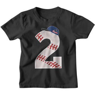 2Nd Birthday Baseball Big Number 2 Year Old Boy Girl Youth T-shirt - Thegiftio UK