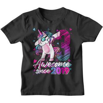 3 Years Old Unicorn Dabbing 3Rd Birthday Girl Unicorn Party Youth T-shirt - Thegiftio UK