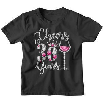 30Th Birthday Gifts Cheers To 30 Year Old Drink Wine Diamond Youth T-shirt - Thegiftio UK