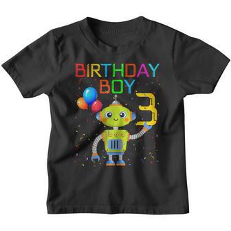 3Rd Birthday Boy Robotics 3 Years Old Robots Themed B-Day Youth T-shirt - Thegiftio UK