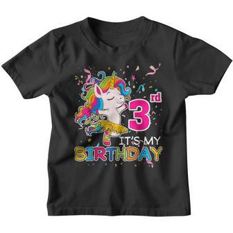 3Rd Birthday Girl 3 Years Old Awesome Unicorn Dabbing Bday Youth T-shirt - Thegiftio UK