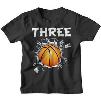 3Rd Birthday Sport 3 Years Old Basketball 3 Boys Kids Youth T-shirt - Thegiftio UK