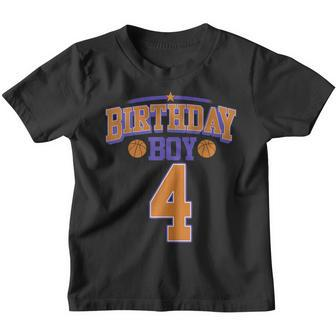 4 Year Old Basketball Player 4Th Birthday Party Boy Youth T-shirt - Thegiftio UK