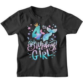 4 Years Old Gifts Birthday Girls 4Th Birthday Mermaid Girls Youth T-shirt - Thegiftio UK