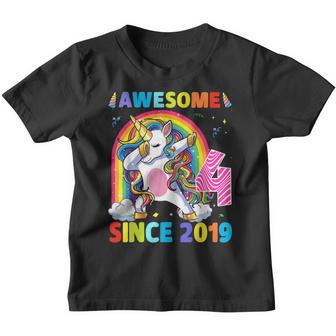 4 Years Old Gifts Unicorn Dabbing 4Th Birthday Girl Ns V3 Youth T-shirt - Thegiftio UK