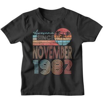 40Th Birthday Gift Awesome Since November 1982 40 Years Old Youth T-shirt - Thegiftio UK