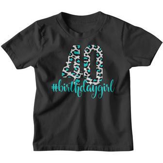 40Th Birthday Girl Outfit Teal Leopard Animal Print Youth T-shirt - Thegiftio UK