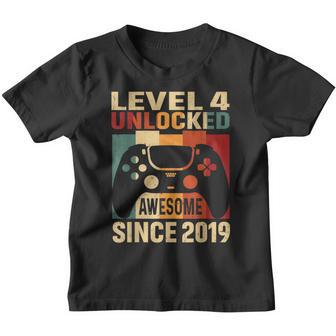 4Th Birthday Gift Level 4 Unlocked Awesome 2012 Video Gamer Youth T-shirt - Thegiftio UK