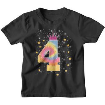 4Th Birthday Gifts Colorful Tie Dye 4 Year Old Girls Youth T-shirt - Thegiftio UK