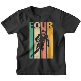 4Th Birthday Retro American Football 4 Years Old Boy Girl Youth T-shirt - Thegiftio UK