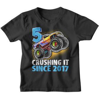 5 Crushing It Since 2017 Monster Truck 5Th Birthday Boys V2 Youth T-shirt - Thegiftio UK