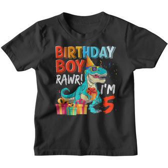 5 Year Old Dinosaur T Rex 5Th Birthday Gifts Boys Kids Ns Youth T-shirt - Thegiftio UK