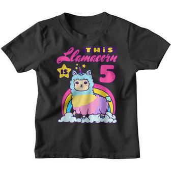 5 Years Old 5Th Birthday Llama Birthday Girl Gift V10 Youth T-shirt - Thegiftio UK