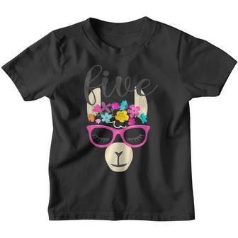 5 Years Old 5Th Birthday Llama Birthday Girl Gift V12 Youth T-shirt - Thegiftio UK