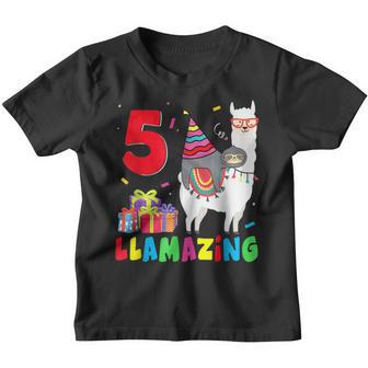 5 Years Old 5Th Birthday Llama Birthday Girl Gift V13 Youth T-shirt - Thegiftio UK