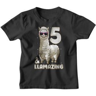 5 Years Old 5Th Birthday Llama Birthday Girl Gift V3 Youth T-shirt - Thegiftio UK