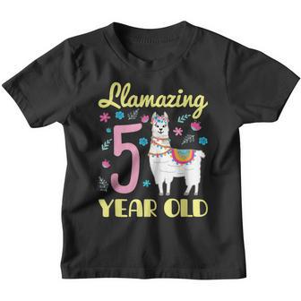 5 Years Old 5Th Birthday Llama Birthday Girl Gift V4 Youth T-shirt - Thegiftio UK