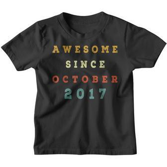 5 Years Old Awesome Since October 2017 5Th Birthday Gift Youth T-shirt - Thegiftio UK