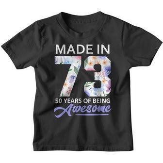 50 Years Old Gifts 50Th Birthday Made In 1973 Women Flower Youth T-shirt - Thegiftio UK