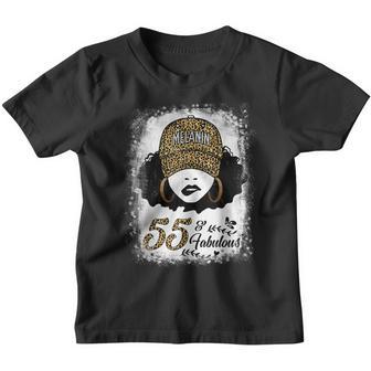 55 Years Old Fabulous Melanin Girl Leopard 55Th Birthday Youth T-shirt - Thegiftio UK