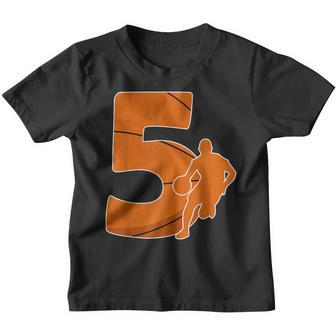 5Th Birthday Basketball Big Number 5 Year Old Boy Girl Youth T-shirt - Thegiftio UK