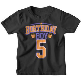 5Th Birthday Boy Basketball Lover 5 Years Old Bday Youth T-shirt - Thegiftio UK