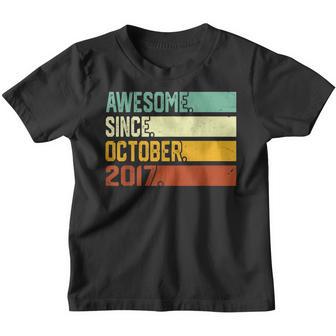 5Th Birthday Boy Gift 5 Years Awesome Since October 2017 Youth T-shirt - Thegiftio UK