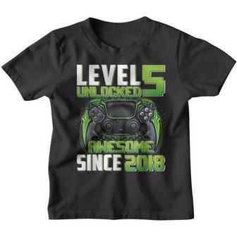 5Th Birthday Boy Level 5 Unlocked Awesome 2018 Video Gamer V3 Youth T-shirt - Thegiftio UK