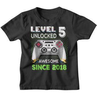 5Th Birthday Boy Level 5 Unlocked Awesome 2018 Video Gamer V4 Youth T-shirt - Thegiftio UK
