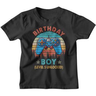 5Th Birthday Boy Level 5 Unlocked Awesome Since 2018 Gifts Youth T-shirt - Thegiftio UK