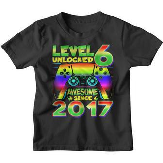 6 Year Old Boy Level 6 Unlocked Awesome 2017 6Th Birthday Youth T-shirt - Seseable