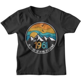 61St Birthday Gift Retro Est 1961 61 Years Of Being Awesome Youth T-shirt - Thegiftio UK